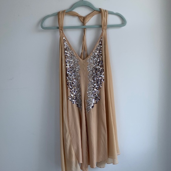 Patrizia Pepe Front silver Sequin Silk Blend Top Tunic Blouse, size 44 M - Picture 2 of 12